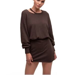NWT n:Philanthropy Alexandria Long Sleeve Cut Out Mini Dress In Chocolate M